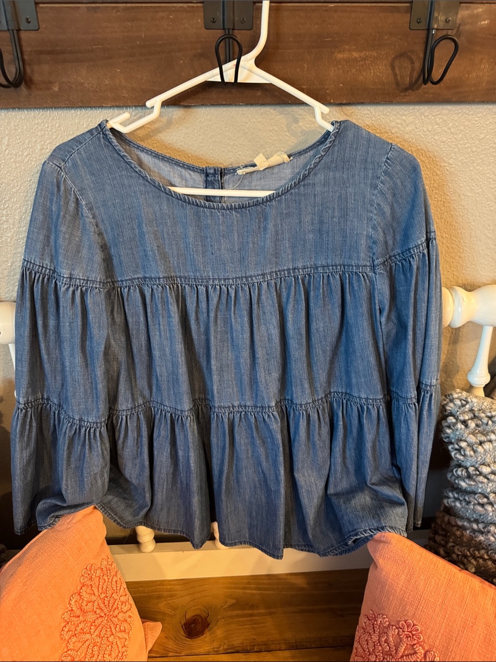 Madewell Denim Blue Tiered Chambray Tunic EUC